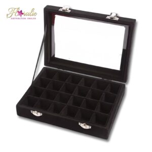 Boîtier chic en velours avec couvercle vitré (noir)